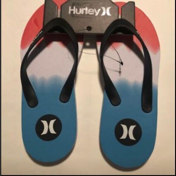 Hurley Flip Flops Mens 8 Red White Blue - Picture 3 of 3